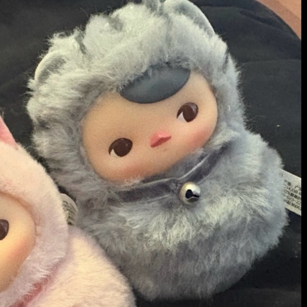 Pop mart pucky roly poly fur cat grey plush doll figures blind box